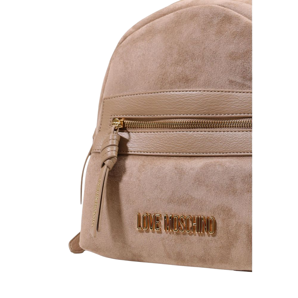 Love Moschino Suede-Effect Polyester Backpack — Beige, view 4