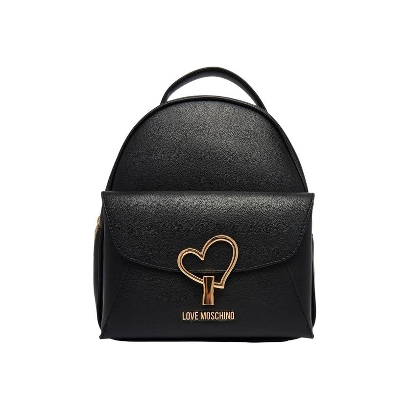 Love Moschino Gold-Tone Heart Detail Backpack — Black by Love Moschino