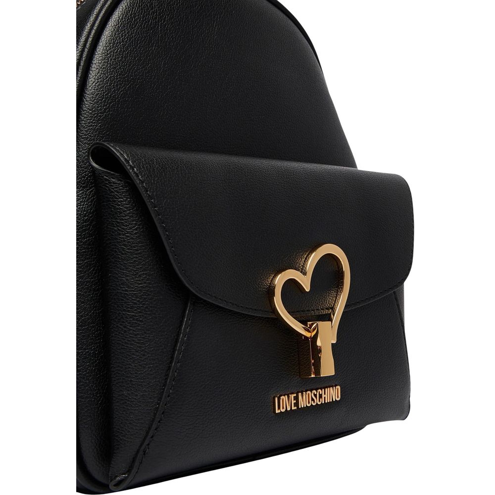 Love Moschino Gold-Tone Heart Detail Backpack — Black, view 2
