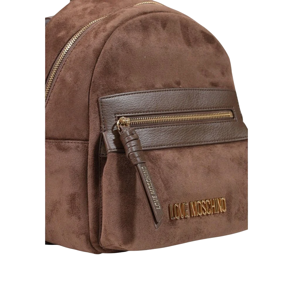 Love Moschino Suede-Effect Polyester Backpack — Brown, view 4