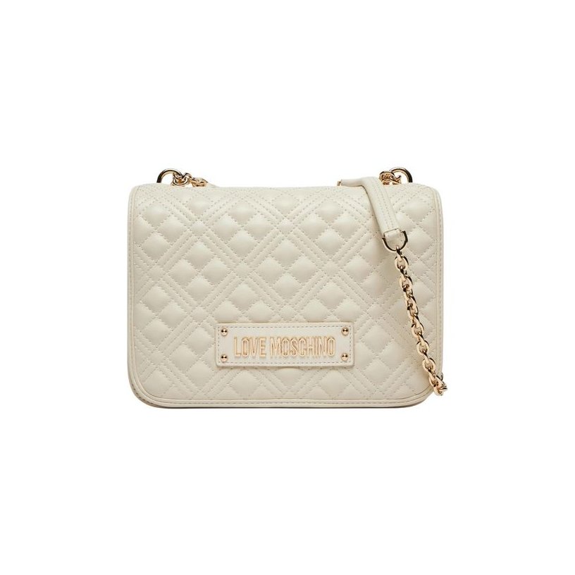 Love Moschino Quilted Polyurethane Shoulder Bag — Beige by Love Moschino
