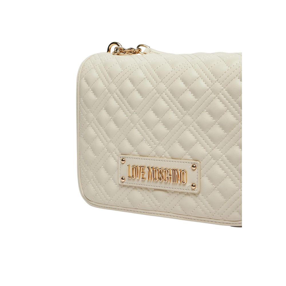 Love Moschino Quilted Polyurethane Shoulder Bag — Beige, view 3