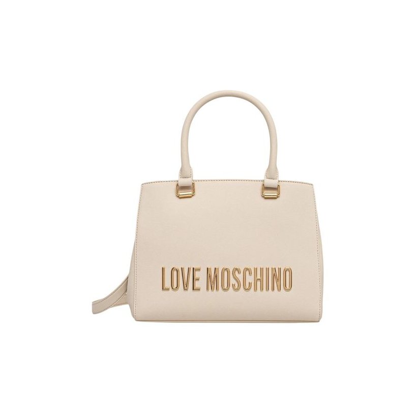 Love Moschino Logo-Embossed Polyurethane Shoulder Bag — Beige by Love Moschino