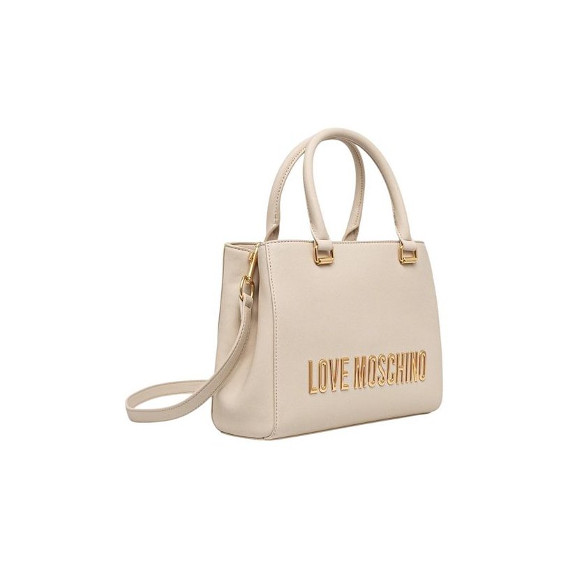 Love Moschino Logo-Embossed Polyurethane Shoulder Bag — Beige, view 2