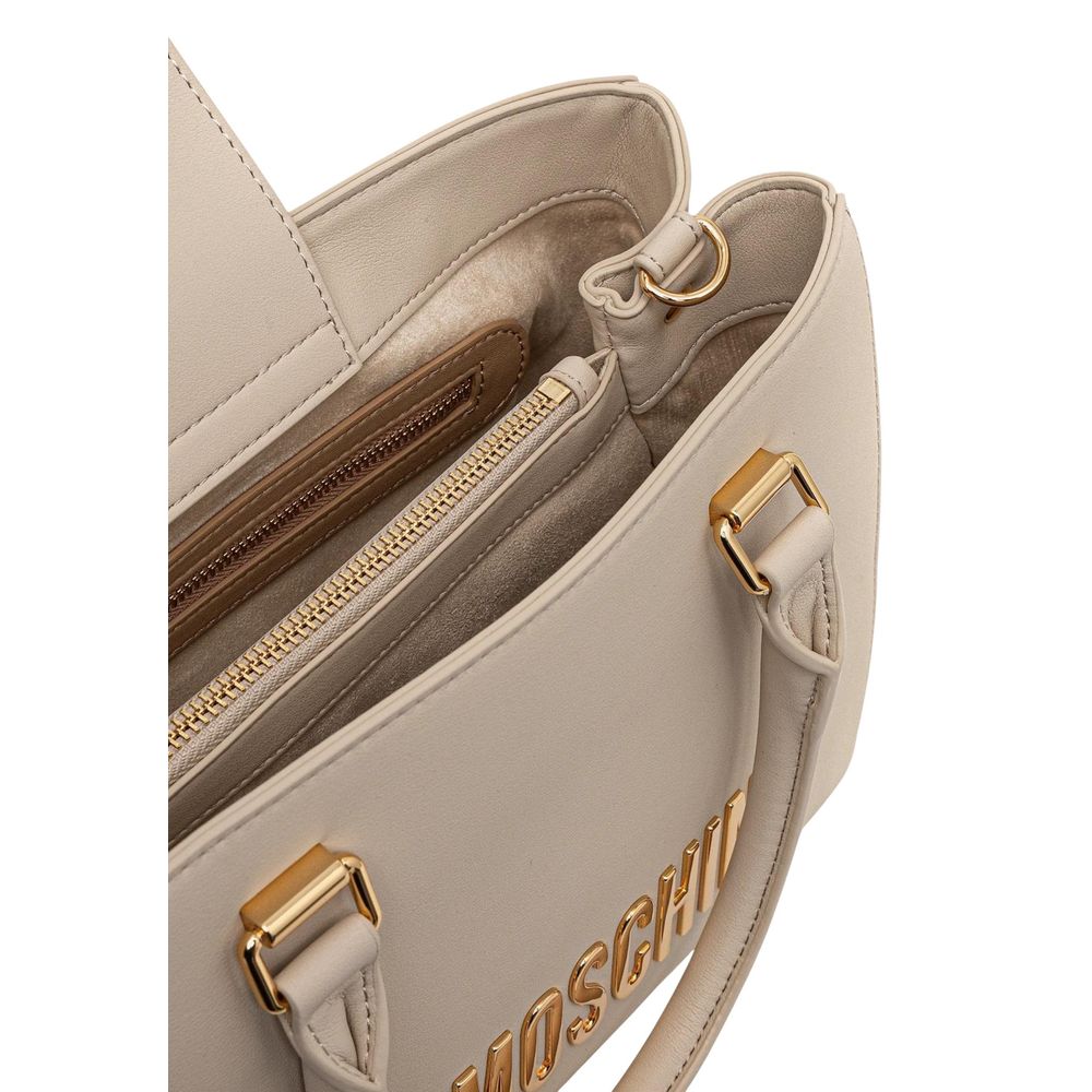 Love Moschino Logo-Embossed Polyurethane Shoulder Bag — Beige, view 5