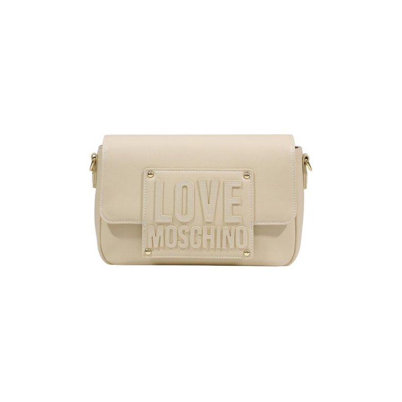 Love Moschino Logo-Embossed Polyurethane Shoulder Bag — Beige by Love Moschino