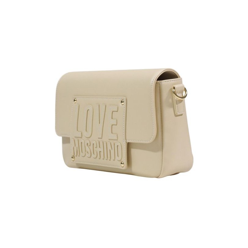 Love Moschino Logo-Embossed Polyurethane Shoulder Bag — Beige, view 2