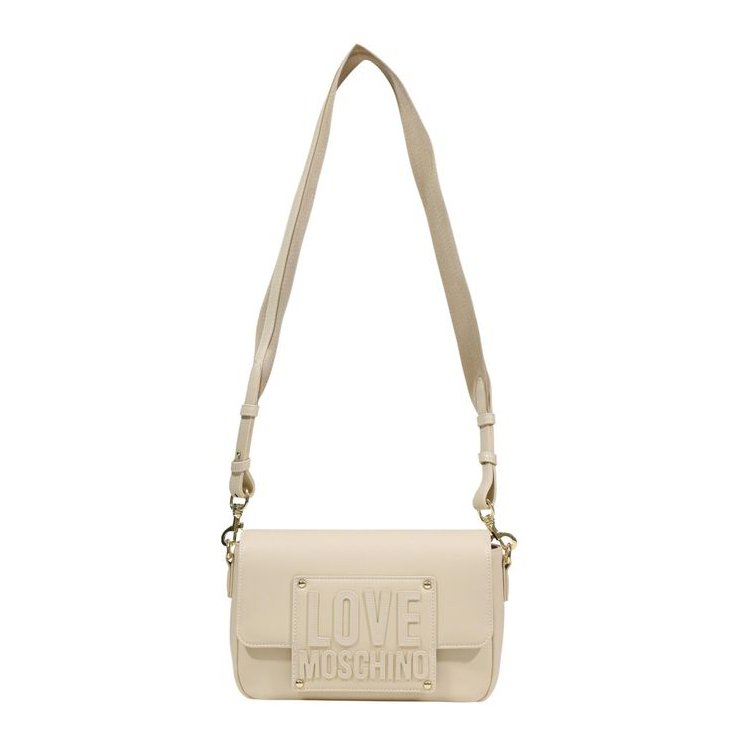 Love Moschino Logo-Embossed Polyurethane Shoulder Bag — Beige, view 5