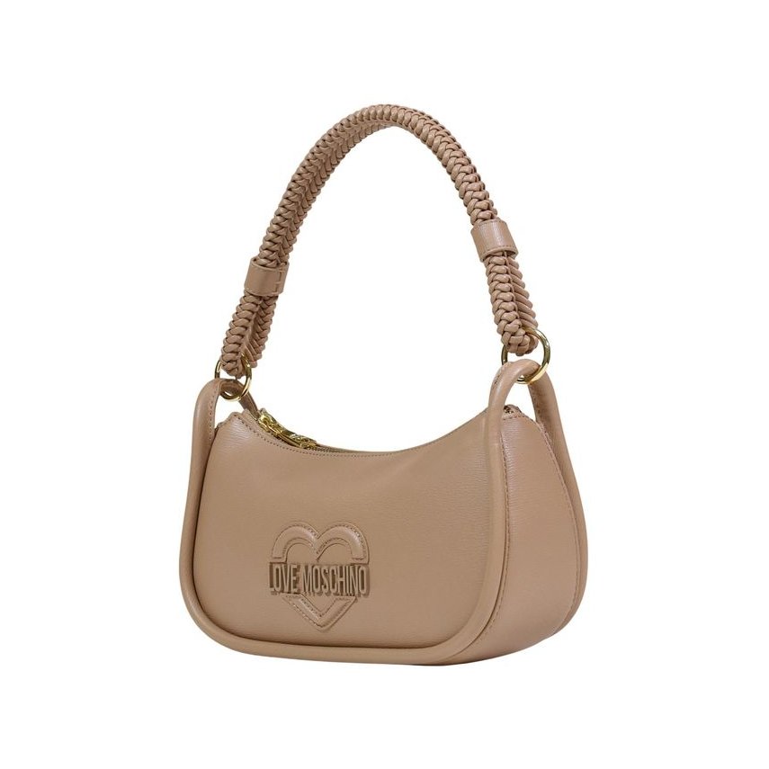 Love Moschino Embossed Logo Heart Shoulder Bag — Beige, view 2