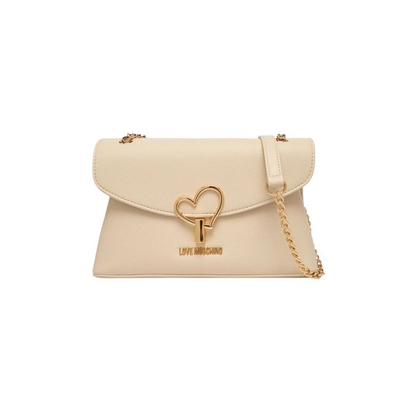 Love Moschino Gold Heart-Lock Detail Shoulder Bag — Beige by Love Moschino
