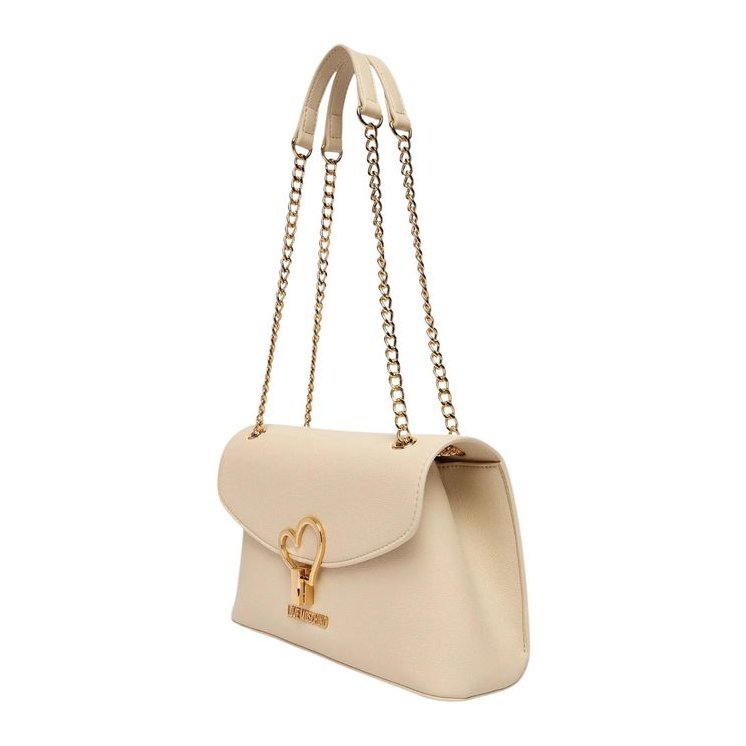 Love Moschino Gold Heart-Lock Detail Shoulder Bag — Beige, view 4