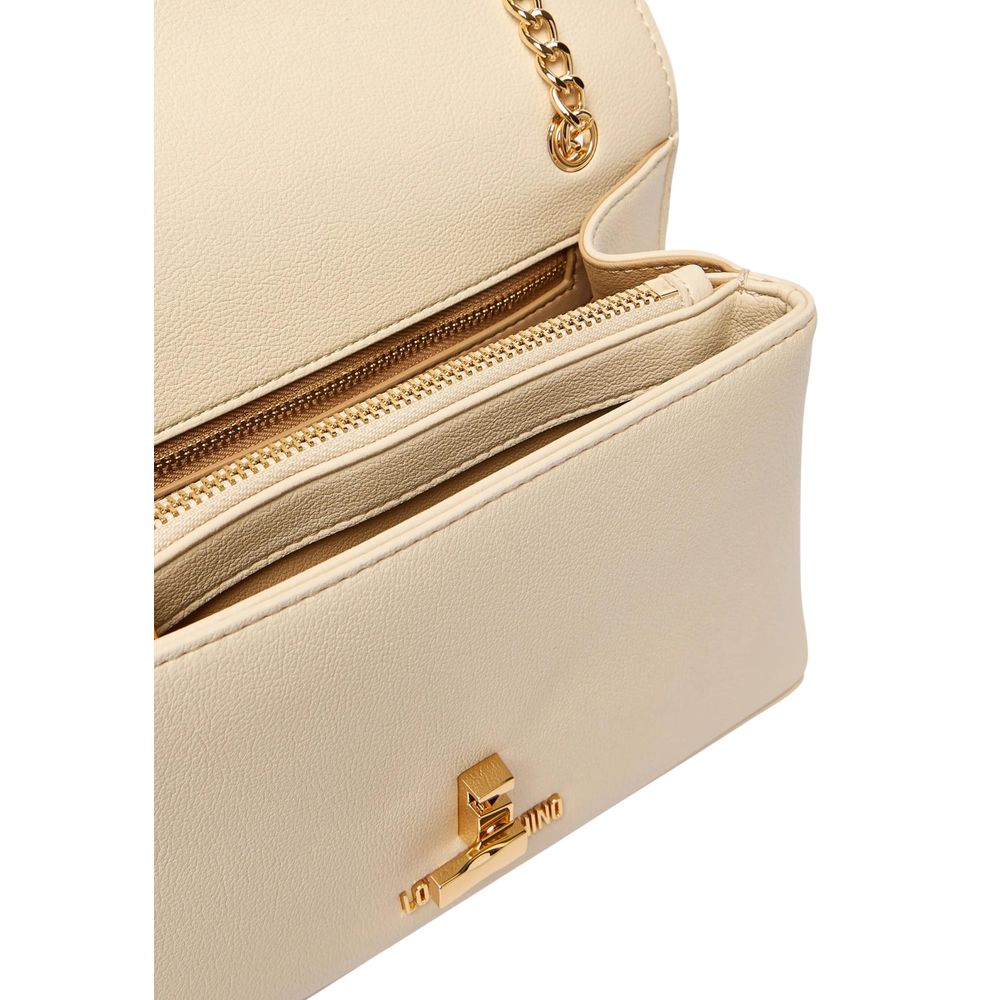 Love Moschino Gold Heart-Lock Detail Shoulder Bag — Beige, view 5