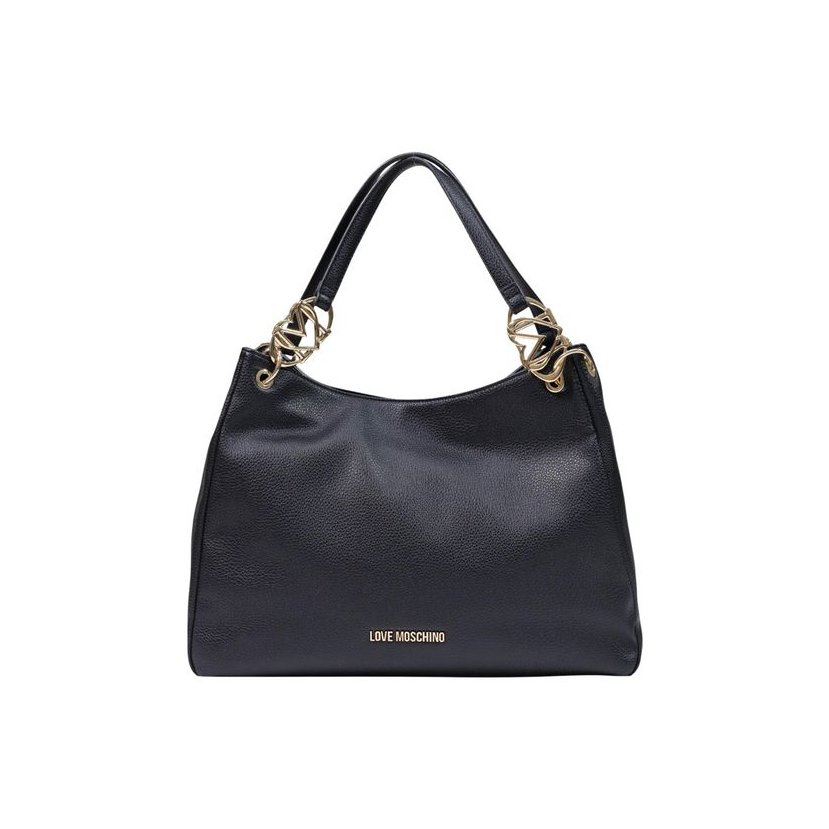 Love Moschino Textured Polyurethane Shoulder Bag — Black by Love Moschino