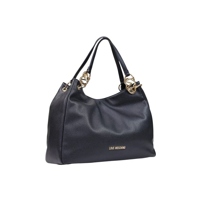 Love Moschino Textured Polyurethane Shoulder Bag — Black, view 2