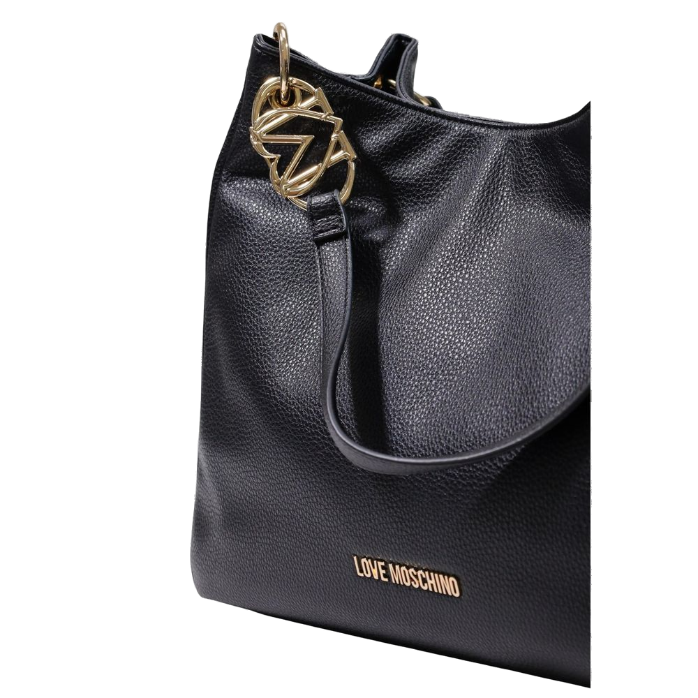 Love Moschino Textured Polyurethane Shoulder Bag — Black, view 4