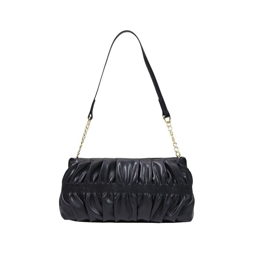Love Moschino Pleated Polyurethane Shoulder Bag — Black, view 3