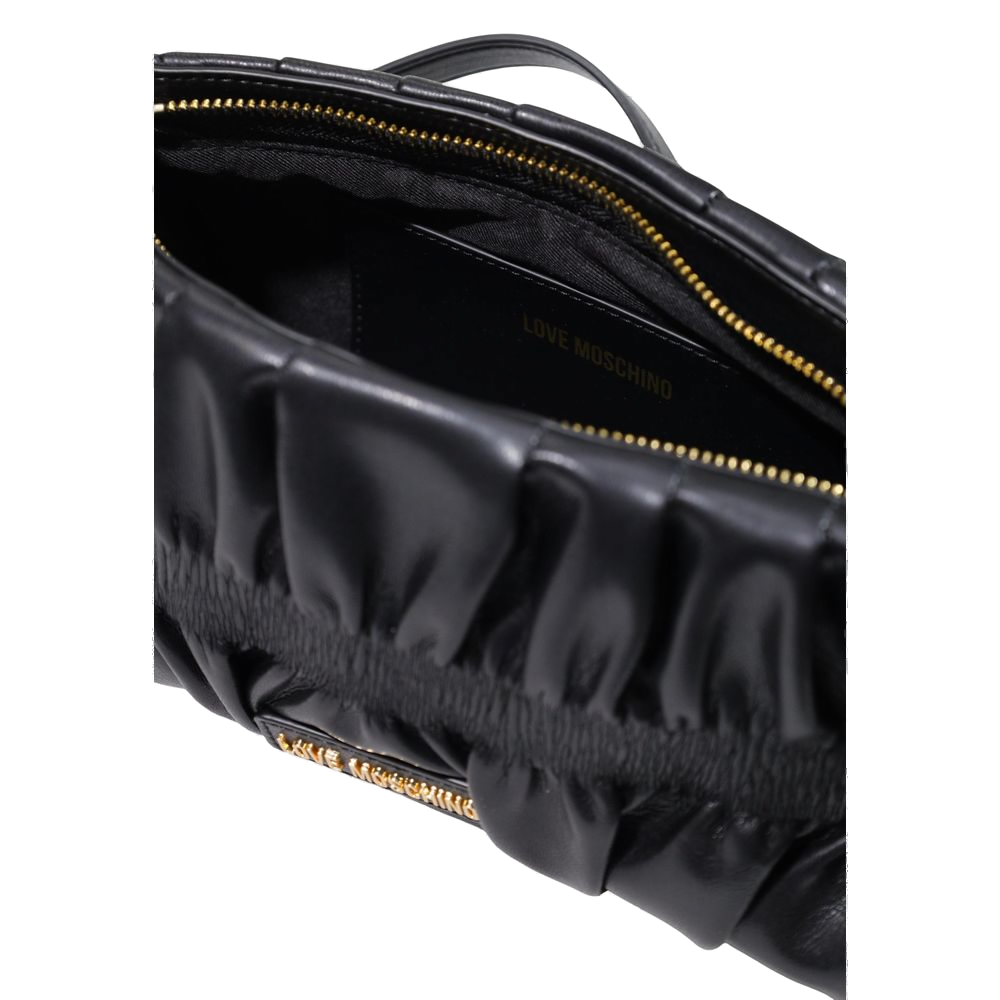 Love Moschino Pleated Polyurethane Shoulder Bag — Black, view 5