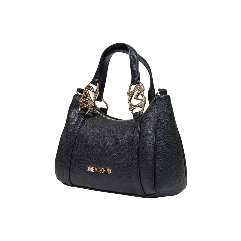 Love Moschino Pebbled Polyurethane Shoulder Bag — Black, view 2