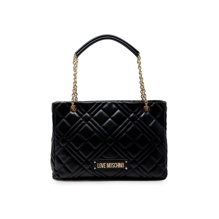 Love Moschino Quilted Polyurethane Shoulder Bag — Black by Love Moschino