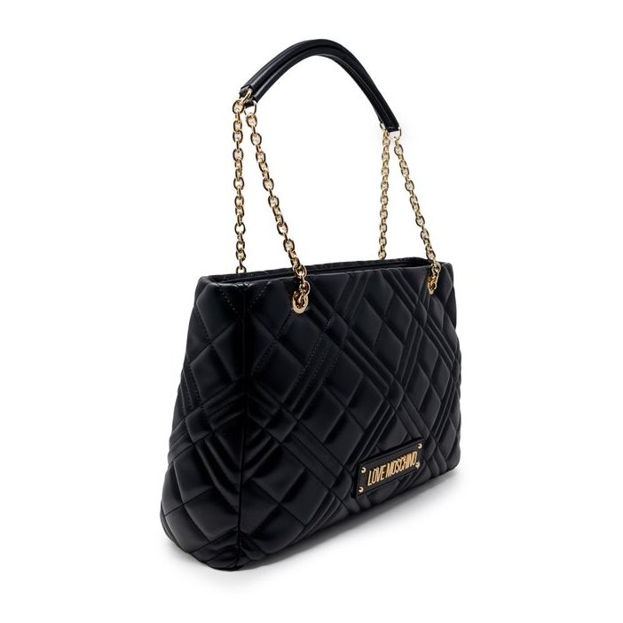 Love Moschino Quilted Polyurethane Shoulder Bag — Black, view 2