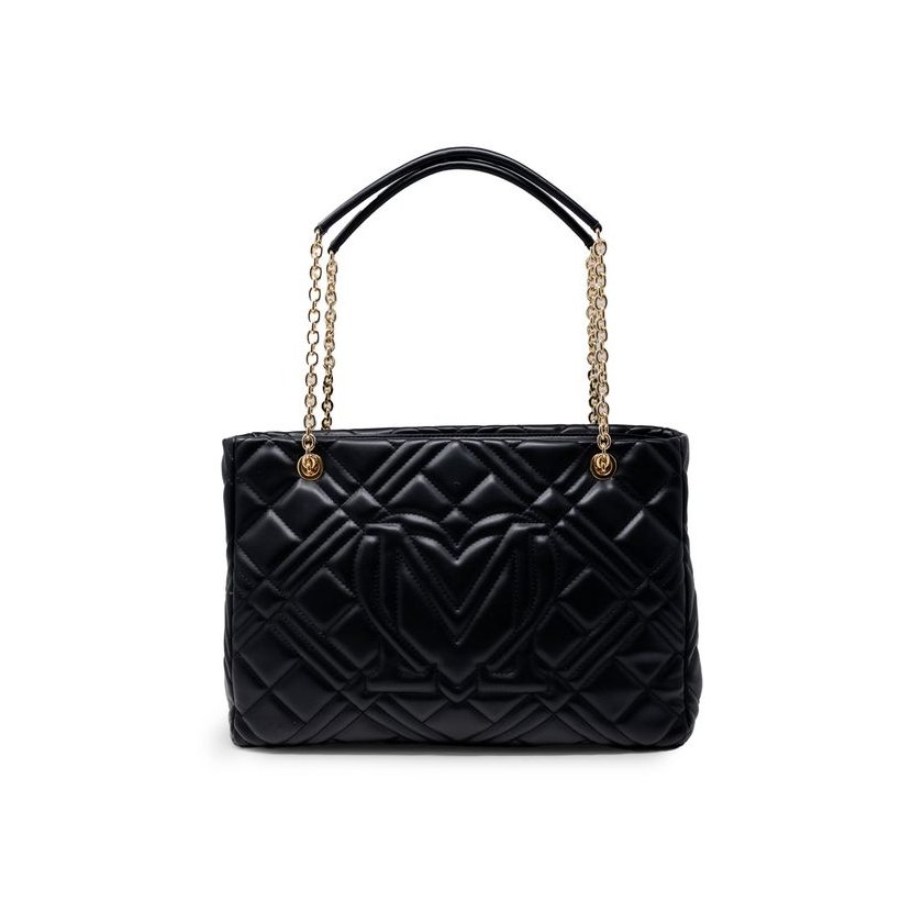 Love Moschino Quilted Polyurethane Shoulder Bag — Black, view 3