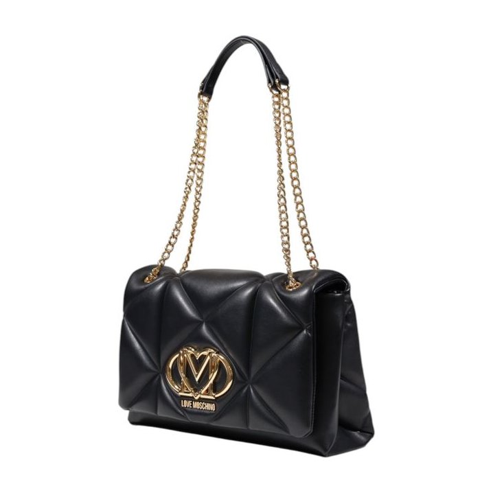 Love Moschino Quilted Polyurethane Shoulder Bag — Black, view 2