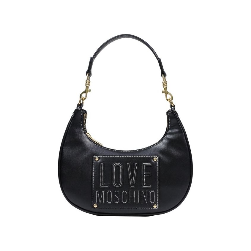 Love Moschino Logo-Embossed Polyurethane Shoulder Bag — Black by Love Moschino