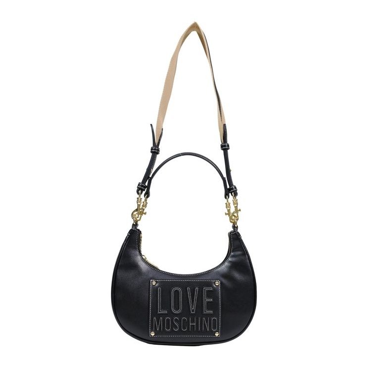 Love Moschino Logo-Embossed Polyurethane Shoulder Bag — Black, view 2
