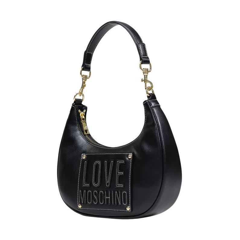 Love Moschino Logo-Embossed Polyurethane Shoulder Bag — Black, view 3