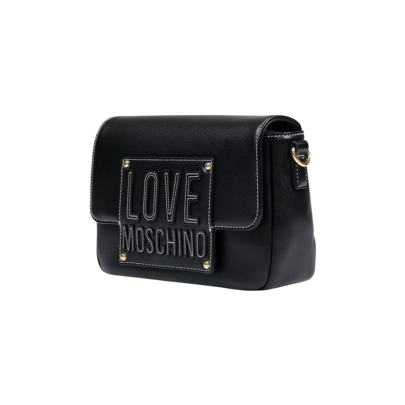 Love Moschino Logo-Embossed Polyurethane Shoulder Bag — Black, view 2