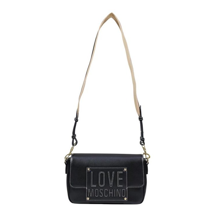 Love Moschino Logo-Embossed Polyurethane Shoulder Bag — Black, view 5