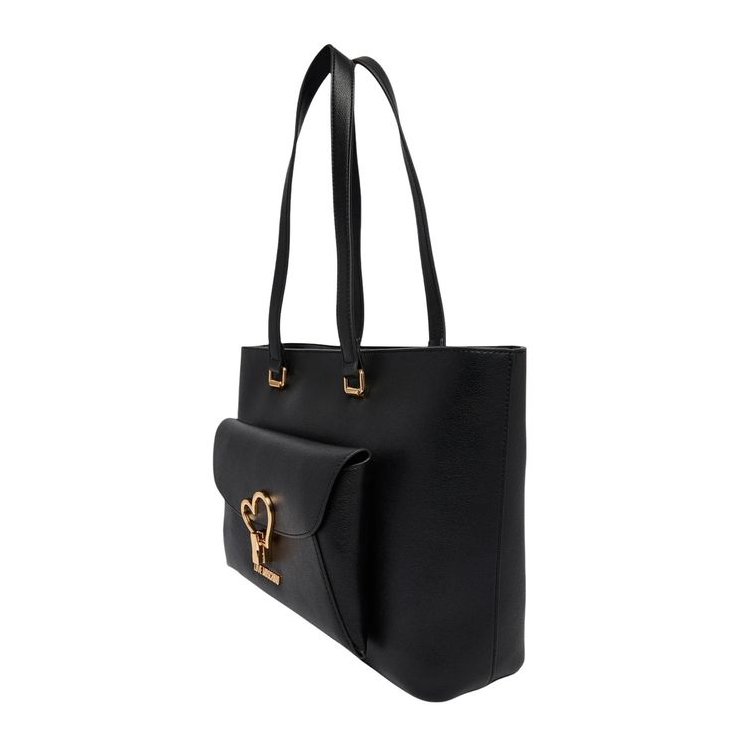 Love Moschino Gold Heart-Embellished Polyurethane Shoulder Bag — Black, view 4