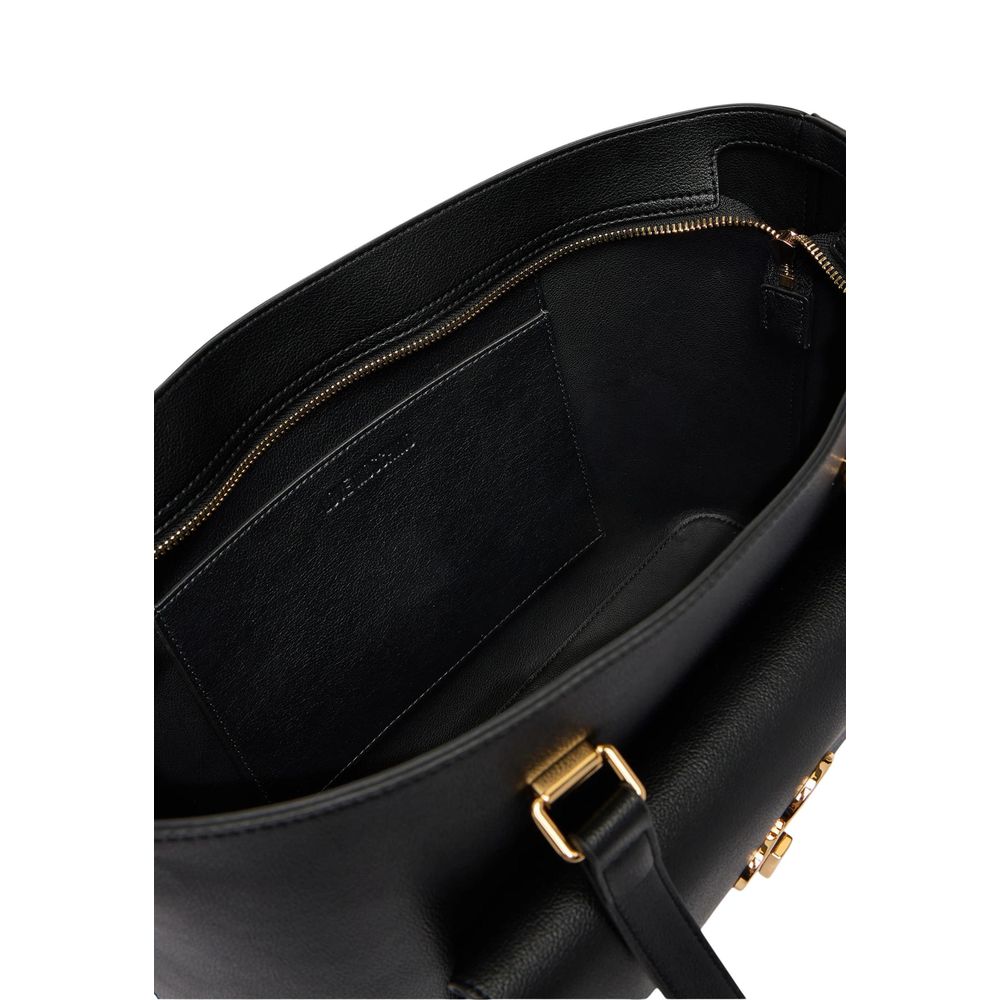 Love Moschino Gold Heart-Embellished Polyurethane Shoulder Bag — Black, view 5