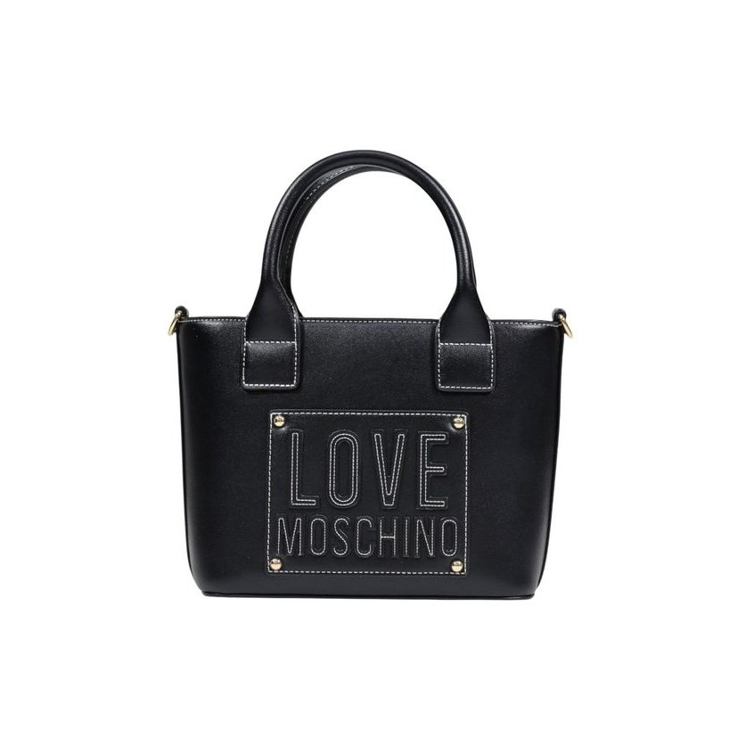 Love Moschino Logo-Embellished Polyurethane Shoulder Bag — Black by Love Moschino