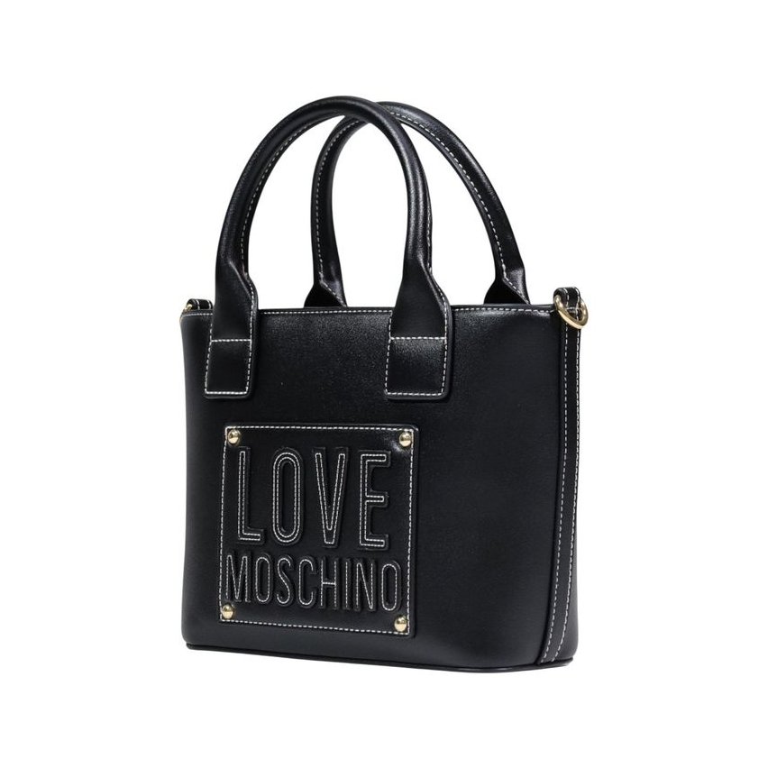 Love Moschino Logo-Embellished Polyurethane Shoulder Bag — Black, view 2