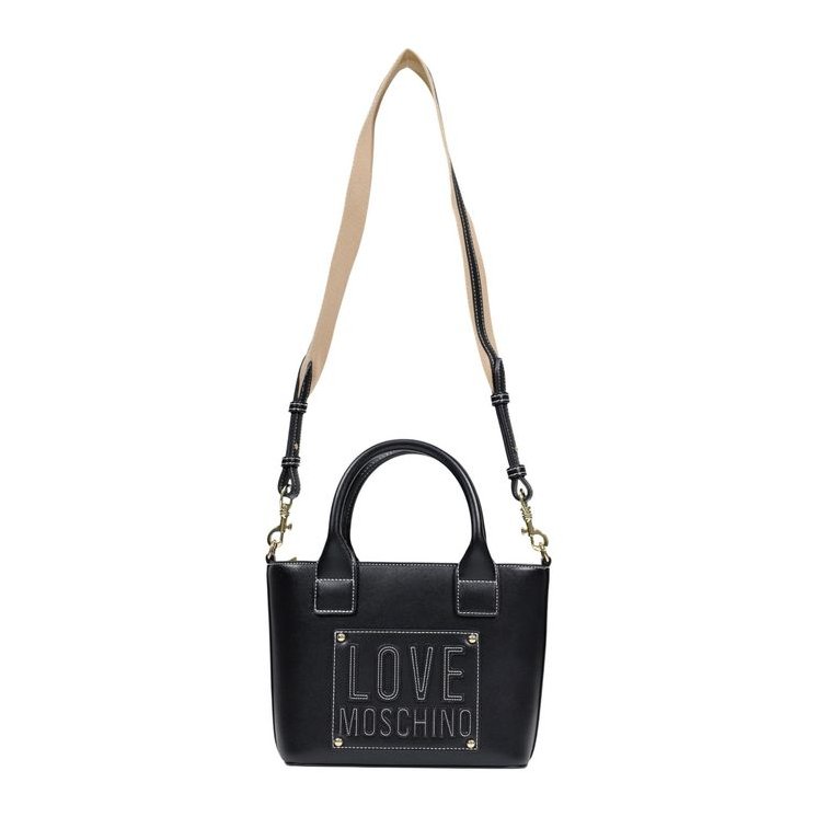 Love Moschino Logo-Embellished Polyurethane Shoulder Bag — Black, view 5