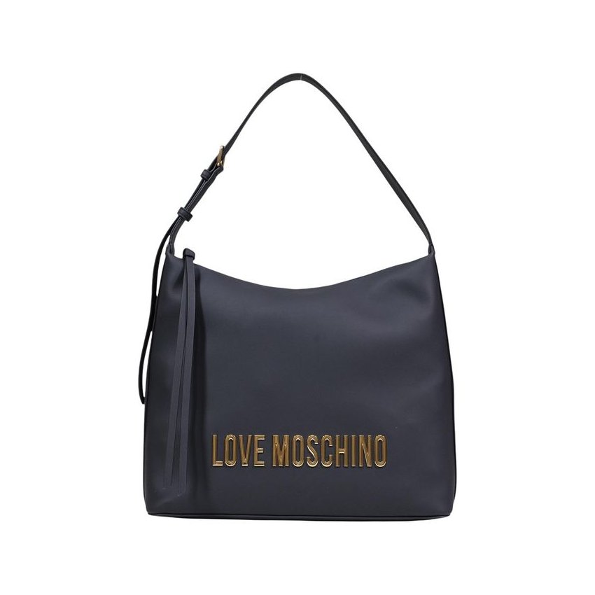 Love Moschino Logo-Embossed Polyurethane Shoulder Bag — Black by Love Moschino