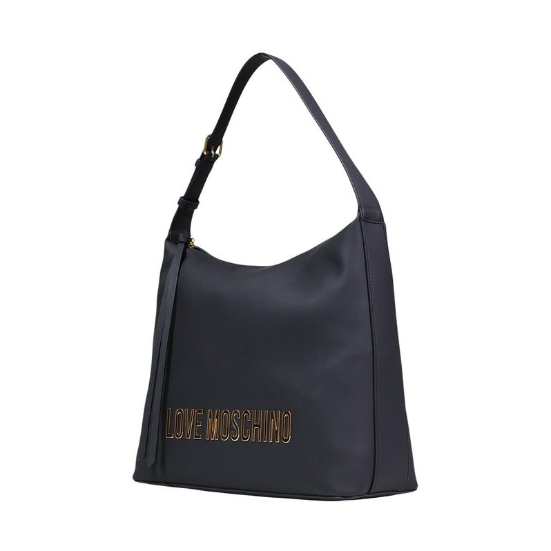 Love Moschino Logo-Embossed Polyurethane Shoulder Bag — Black, view 2
