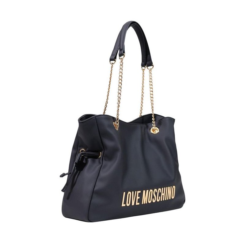 Love Moschino Logo-Embellished Polyurethane Shoulder Bag — Black, view 2