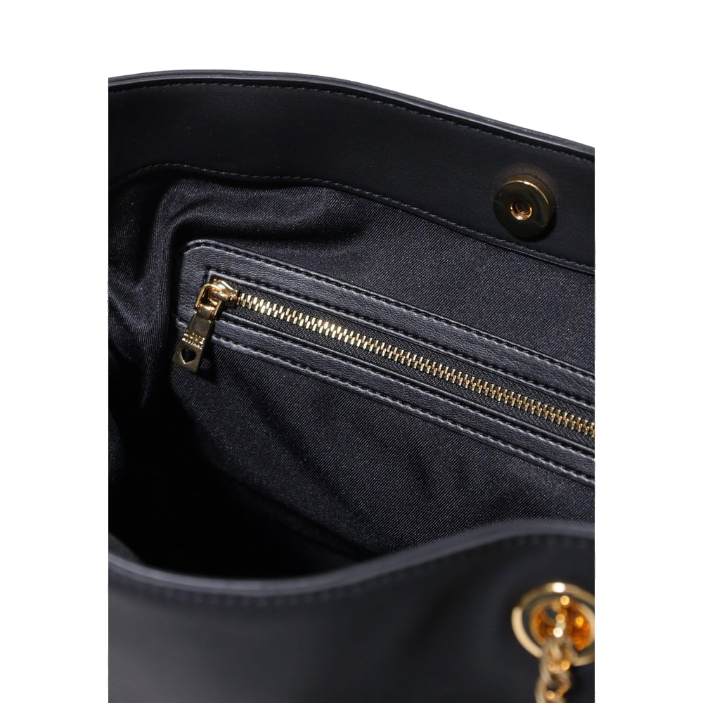 Love Moschino Logo-Embellished Polyurethane Shoulder Bag — Black, view 5