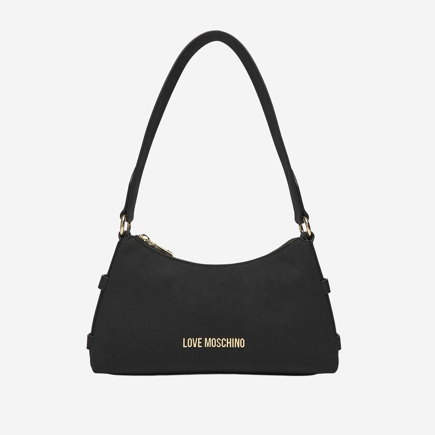 Love Moschino Logo-Embroidered Quilted Shoulder Bag — Black by Love Moschino