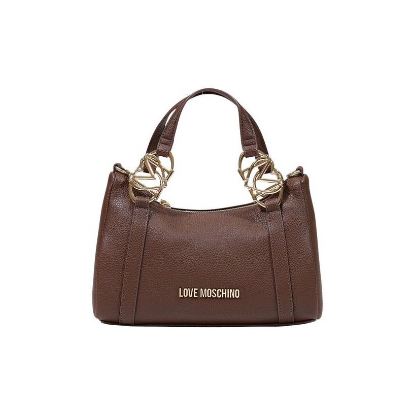 Love Moschino Pebbled Polyurethane Shoulder Bag — Brown by Love Moschino