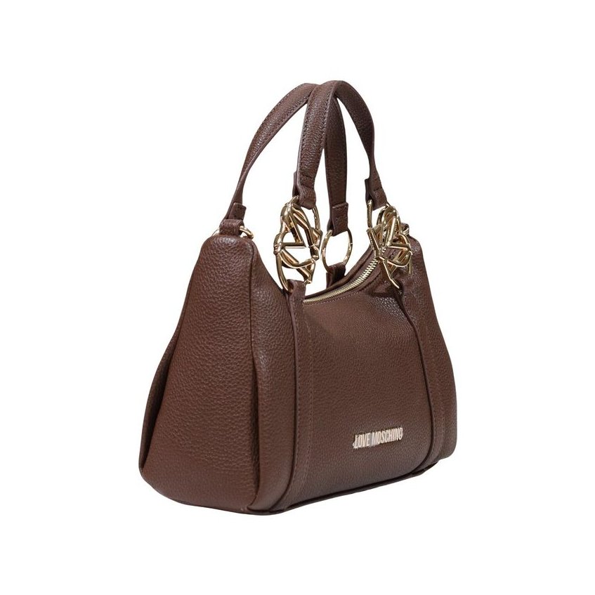 Love Moschino Pebbled Polyurethane Shoulder Bag — Brown, view 2