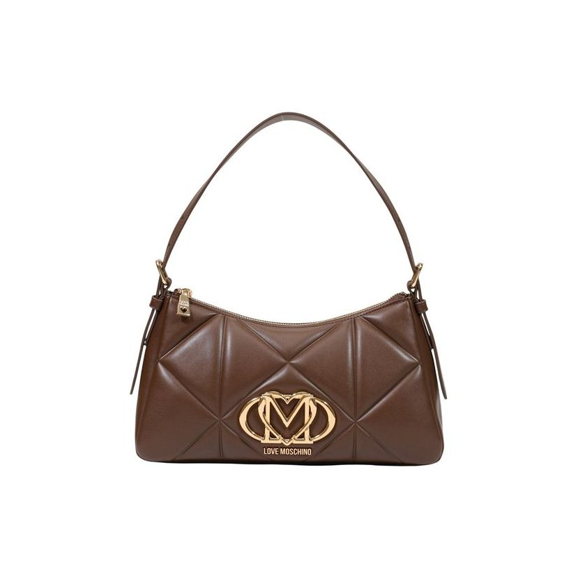 Love Moschino Quilted Polyurethane Shoulder Bag — Brown by Love Moschino
