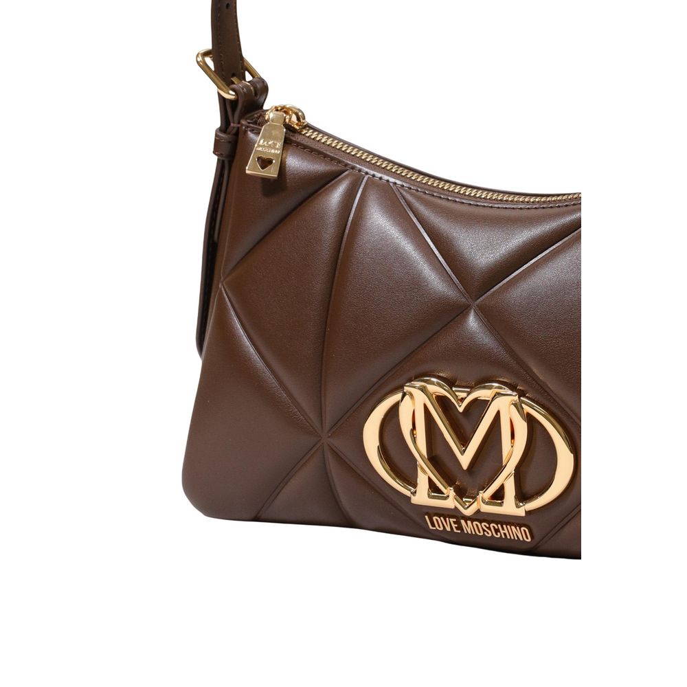 Love Moschino Quilted Polyurethane Shoulder Bag — Brown, view 4