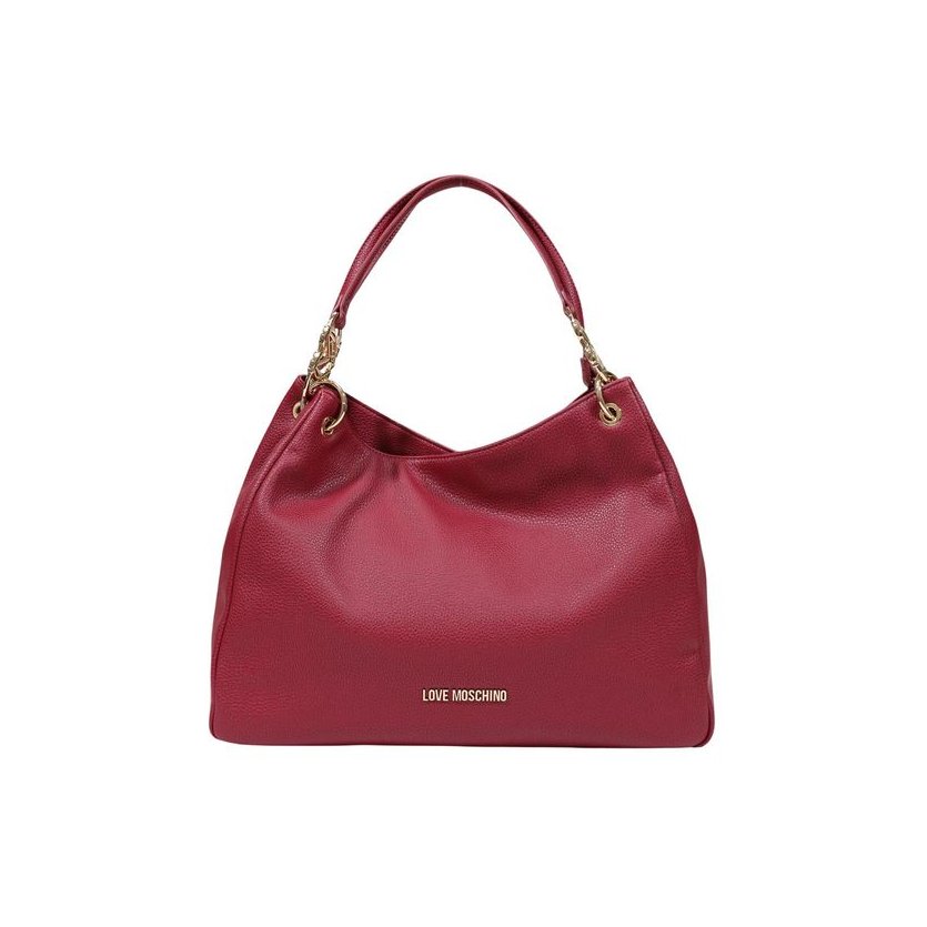 Love Moschino Textured Polyurethane Shoulder Bag — Red by Love Moschino