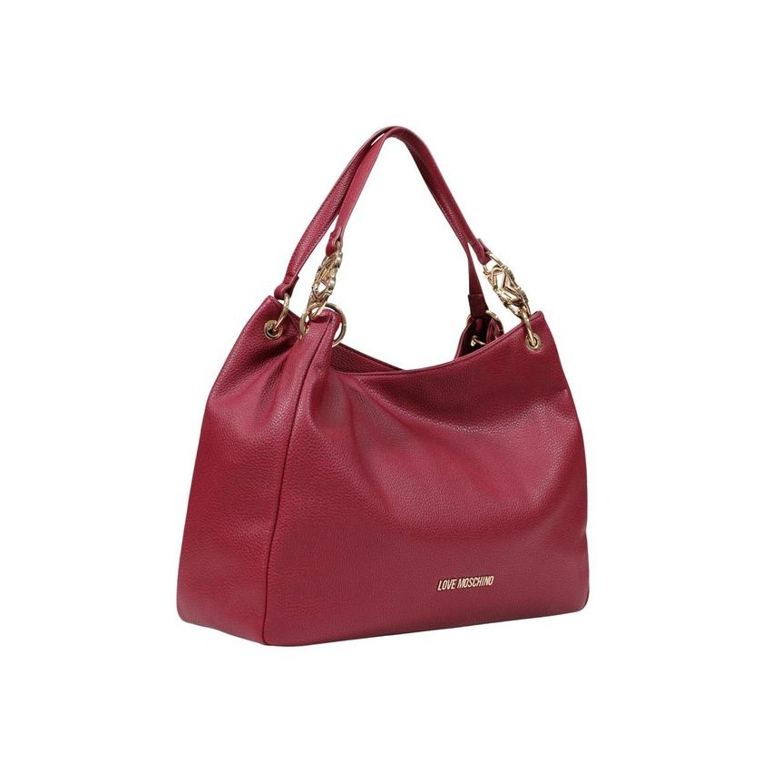Love Moschino Textured Polyurethane Shoulder Bag — Red, view 2