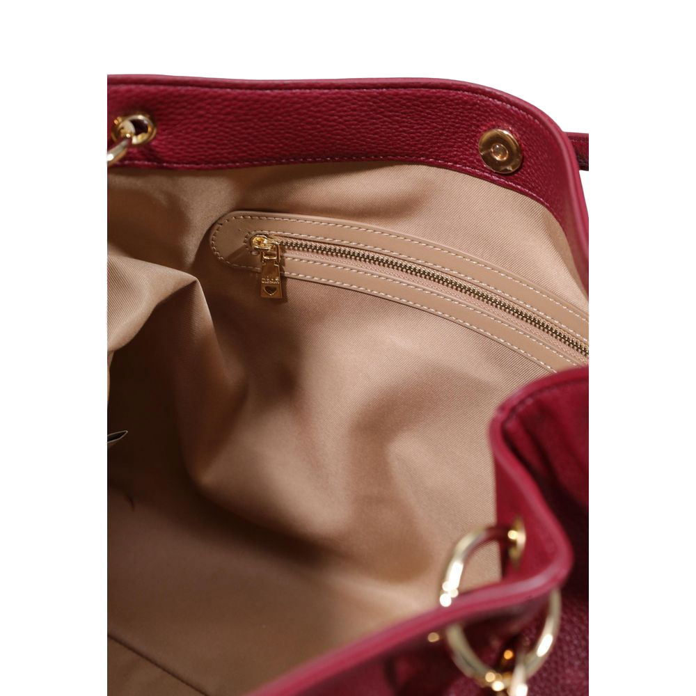 Love Moschino Textured Polyurethane Shoulder Bag — Red, view 4