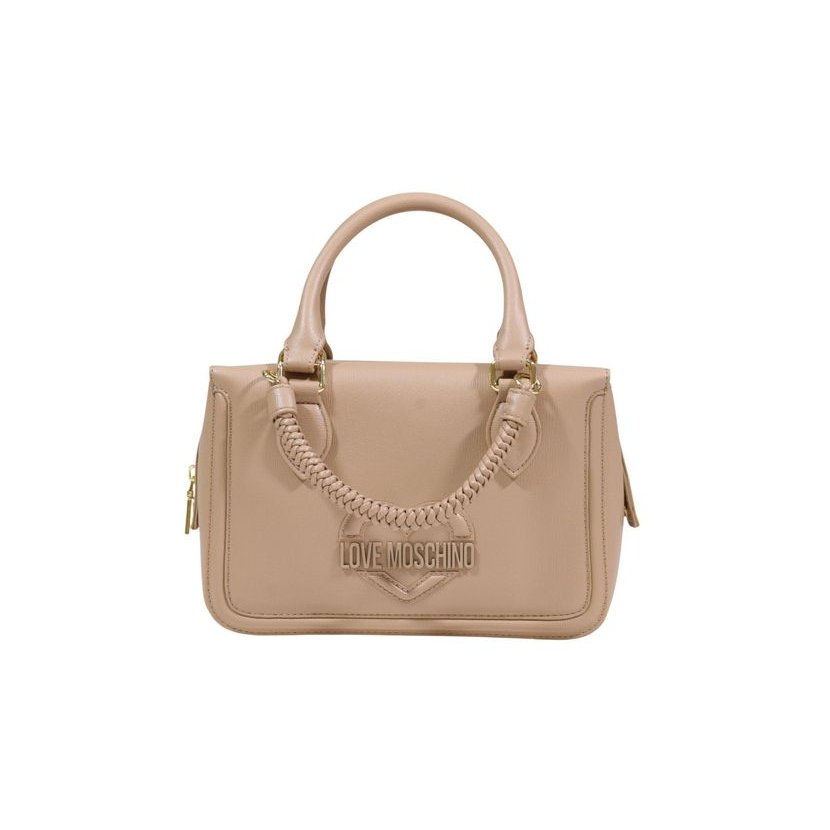 Love Moschino Embossed Logo Top Handle Bag — Beige by Love Moschino