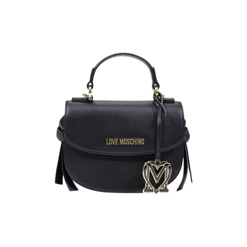 Love Moschino Structured Polyurethane Top Handle Bag — Black by Love Moschino